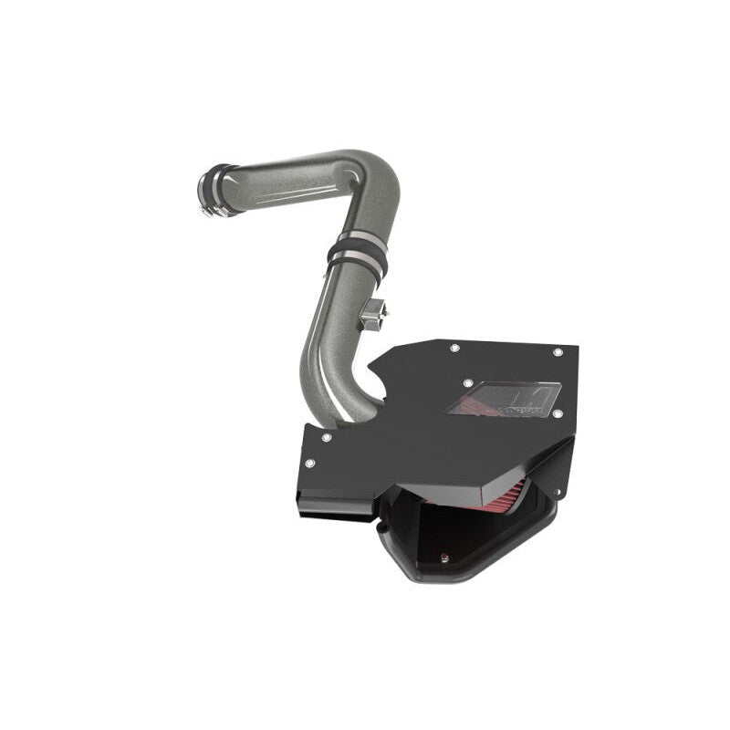 AEM 21-889C Cold Air Intake with gunmetal gray aluminum tube and red Dryflow air filter for 2019-2021 Nissan Altima.