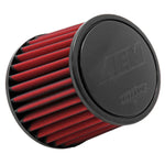 AEM Dryflow air filter 21-201DK featuring a 2.50 inch short neck inlet and 5 inch gray synthetic element.