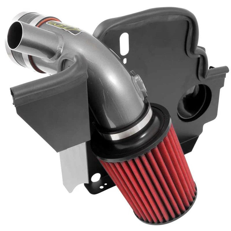 AEM Cold Air Intake System 21-730C with gunmetal gray aluminum tubing and red conical Dryflow air filter