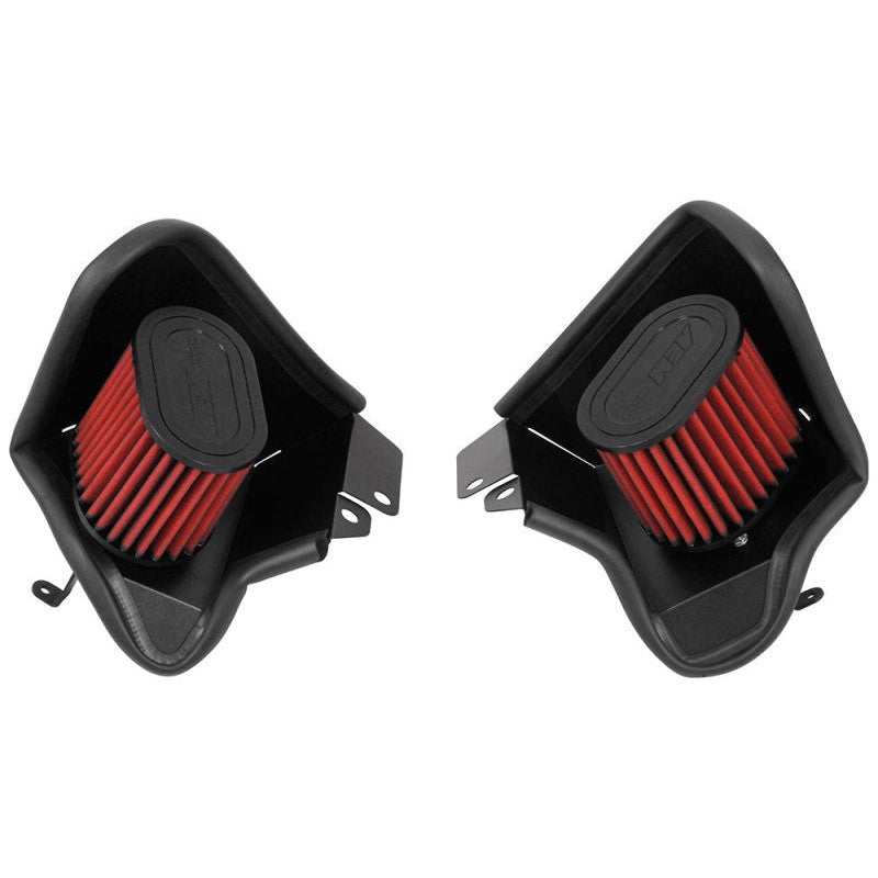 AEM 21-819 Performance Cold Air Intake featuring dual oval Dryflow filters and heatshields for Infiniti Q50/Q60 V6-3.0L.