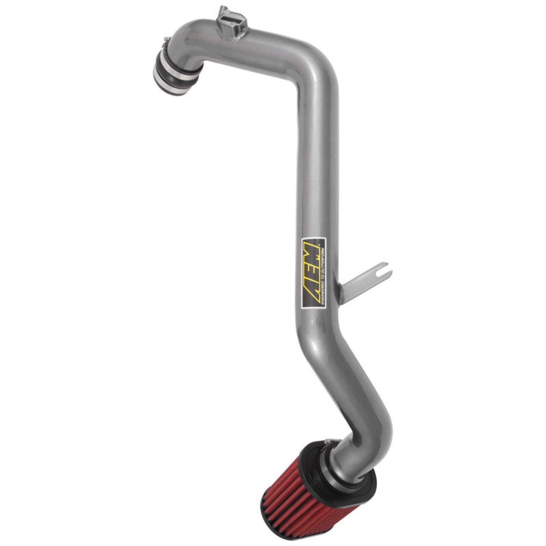 AEM 21-800C intake kit for Honda HR-V featuring gunmetal gray aluminum tubing and a red cone-shaped Dryflow air filter.