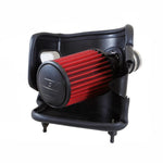AEM 21-793C cold air intake featuring a gunmetal gray mandrel-bent aluminum tube, heat shield, and red air filter.