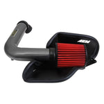 AEM 21-797C cold air intake kit with gunmetal gray aluminum tube and red Dryflow air filter for VW Jetta.