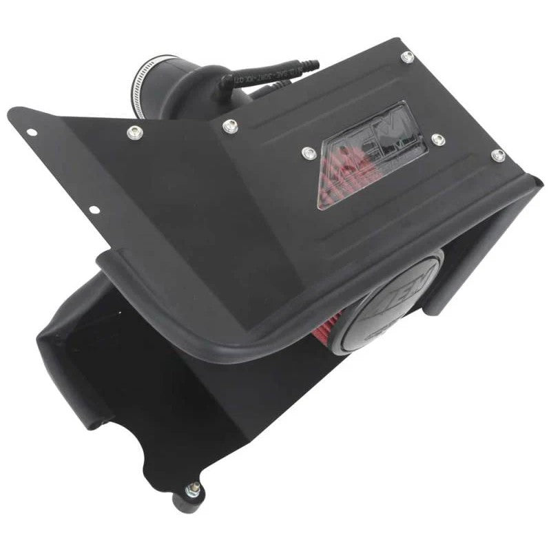AEM Cold Air Intake System with red Dryflow air filter, black heat shield, and intake tubing for Hyundai Elantra 2.0L.