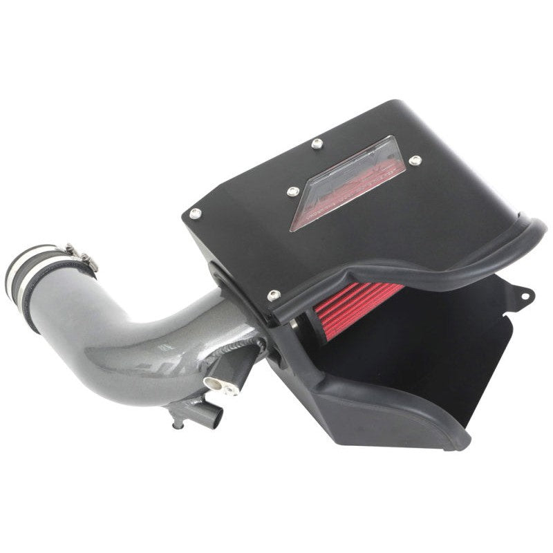 AEM Cold Air Intake 21-886C with gunmetal gray aluminum tube, heat shield, and synthetic Dryflow filter.