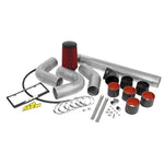 AEM 21-5011 universal 4-inch custom intake kit featuring aluminum tubes, red Dryflow filter, and black couplers.