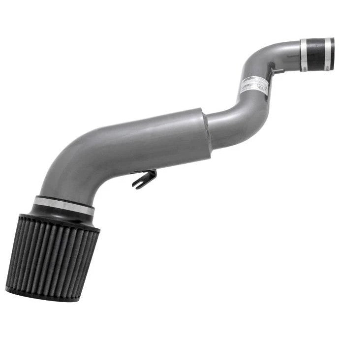 AEM Dual Chamber V2 air intake system with gunmetal gray aluminum tubing and a red conical Dryflow synthetic air filter.