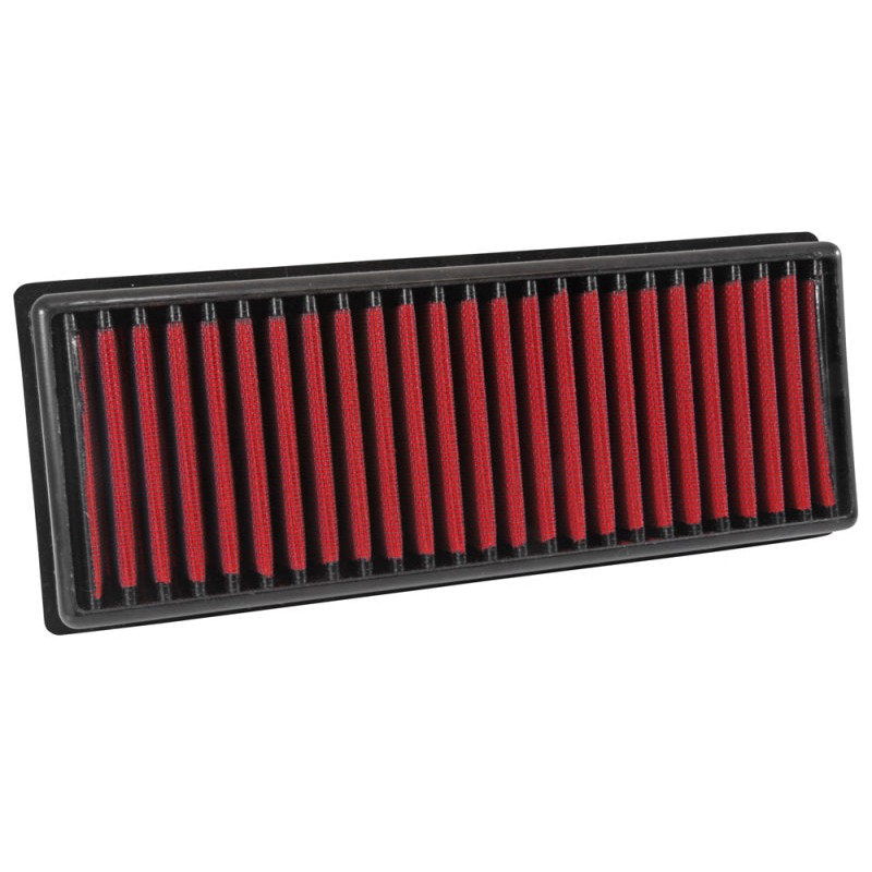 AEM Dryflow synthetic oil-free performance air filter with red filtration media and black frame for Audi 1.8L engines