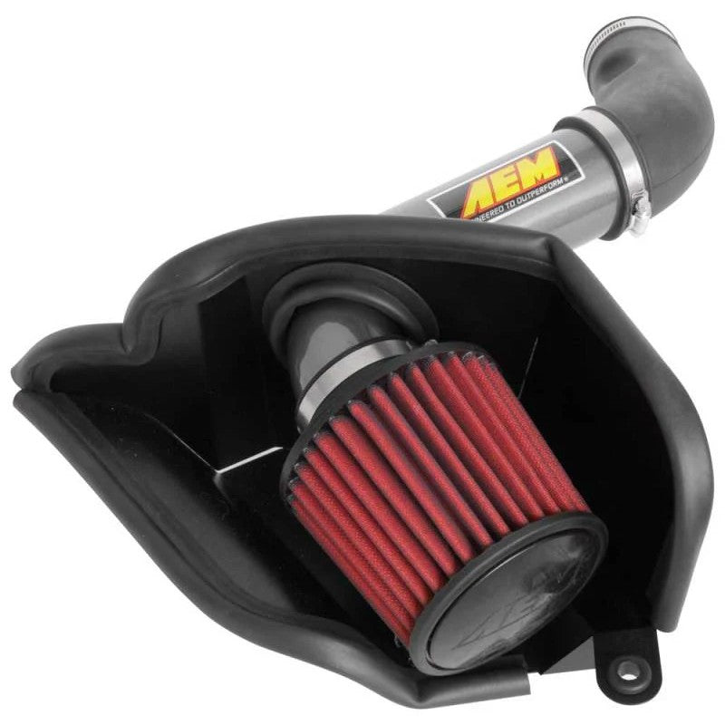AEM 21-862C Cold Air Intake with gunmetal gray mandrel-bent aluminum tube and Dryflow filter for 2019-2021 VW Jetta 1.4L