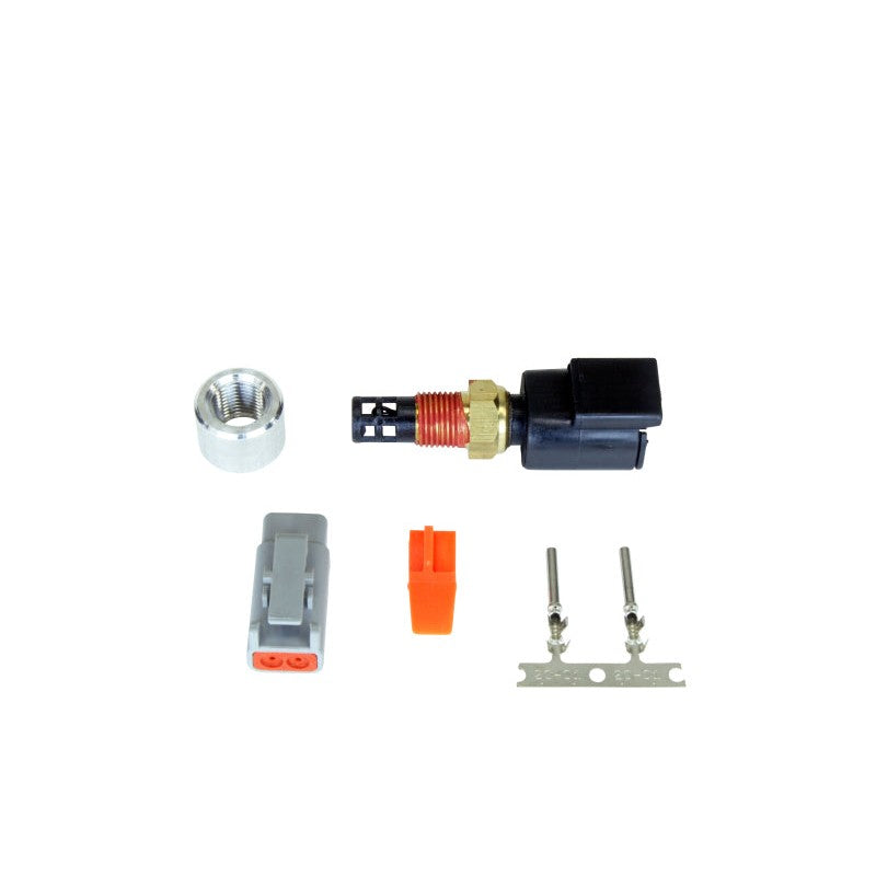 AEM 30-2014 air intake temp sensor kit with 1/8in NPT sensor, aluminum weld bung, and DTM-style connector