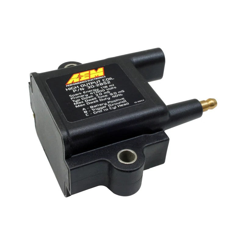AEM High-Output Inductive Dumb Coil with weatherproof housing and high-voltage terminal