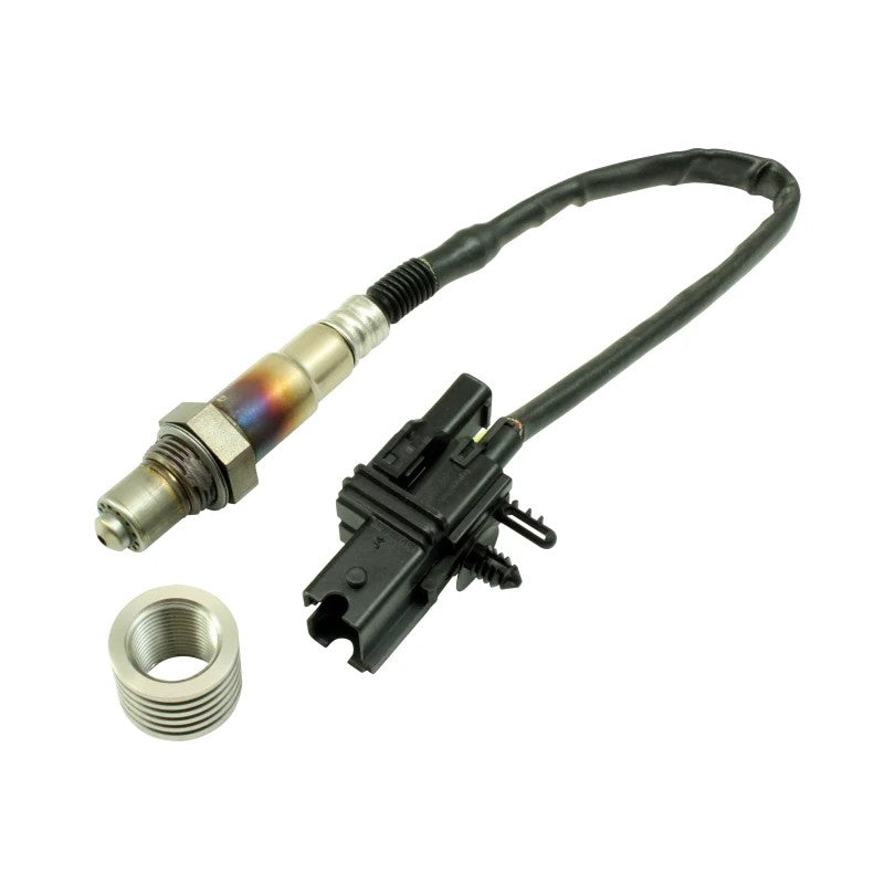 AEM Bosch LSU 4.2 Wideband UEGO sensor with wiring connector and stainless steel tall weld-on manifold bung.