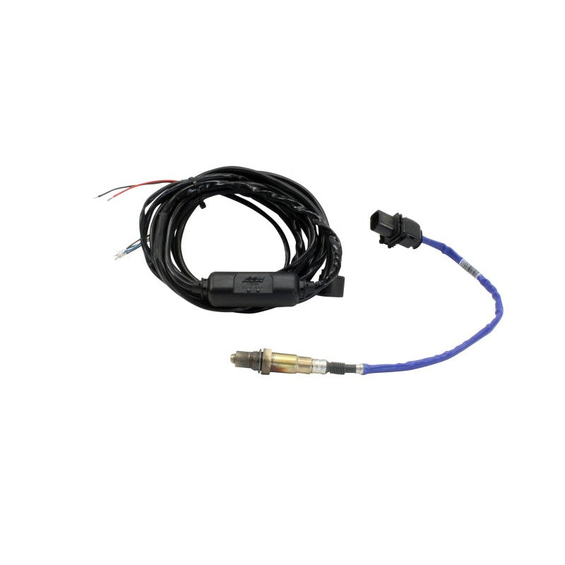 AEM X-Series weather-resistant inline wideband controller module with Bosch 4.9LSU sensor and connector harness.