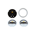 AEM X-Series pressure gauge accessory kit featuring a silver bezel and interchangeable black and white faceplates.