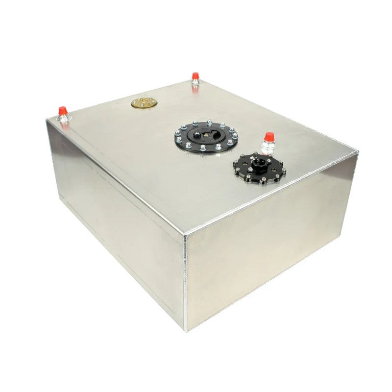 Aeromotive 18661 20-gallon aluminum Stealth fuel cell with integrated A1000 pump and top-mounted fuel ports.