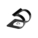 Black rubber-coated spring steel fuel filter mounting bracket, designed for 2-inch diameter fuel filters