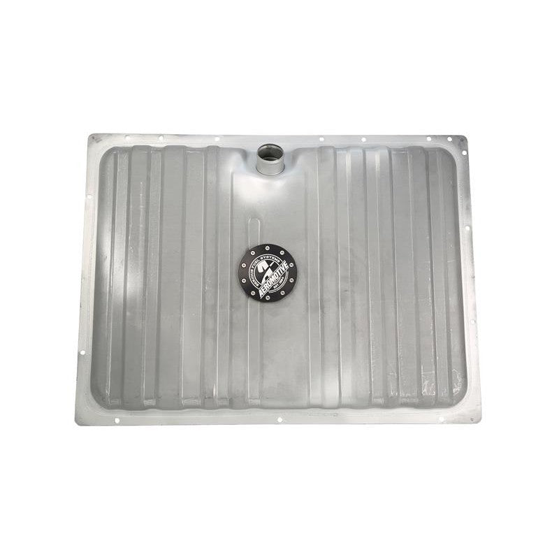 Aeromotive 18497 Stealth Gen 2 silver fuel tank with integrated 340 Stealth fuel pump for 1964-1968 Ford Mustang.