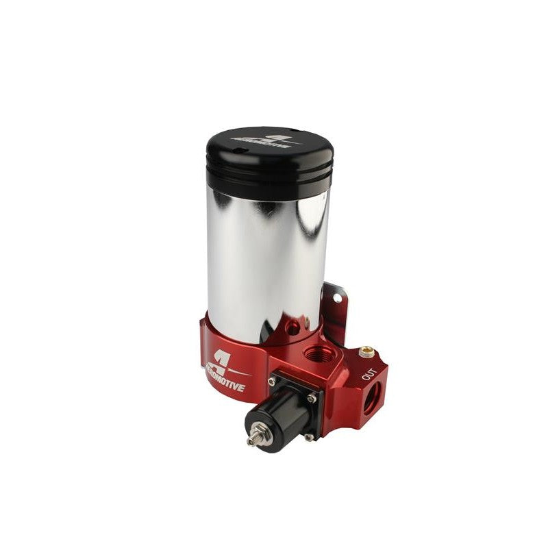 Aeromotive A2000 high-flow carbureted fuel pump with ORB-10 ports and integral bypass valve.