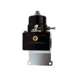 Black anodized Aeromotive EFI fuel pressure regulator with two -10 ORB inlets and one -6 ORB return port.