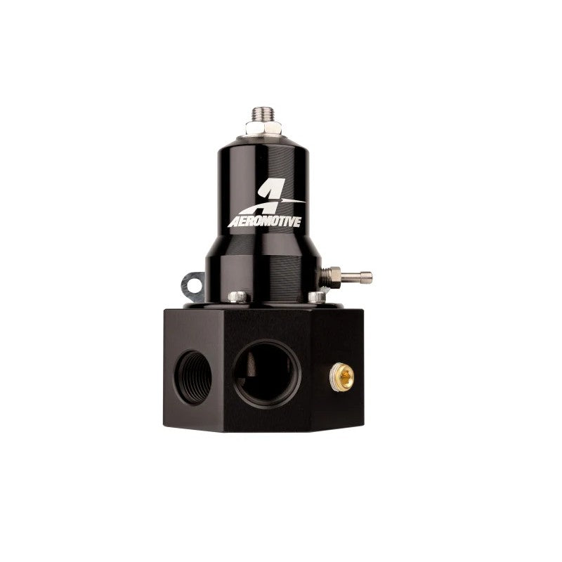 Aeromotive 13145 adjustable fuel pressure regulator featuring multiple -8 and -10 AN ORB inlet and return ports.
