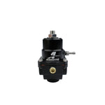 Aeromotive 13304 X1 Series adjustable bypass fuel pressure regulator with mounting bracket and black finish.