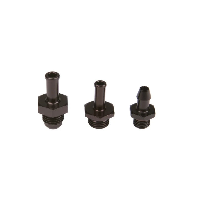 Aeromotive 15628 black anodized AN-04 ORB to 5/16 inch hose barb adapter fitting
