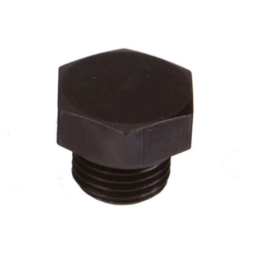 Aeromotive AN-06 O-ring boss port plug in black anodized billet aluminum with sealing O-ring