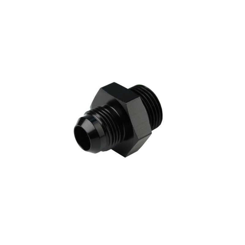 Aeromotive 15610 fuel system adapter fitting transitioning from AN-10 ORB to AN-08 male flare.