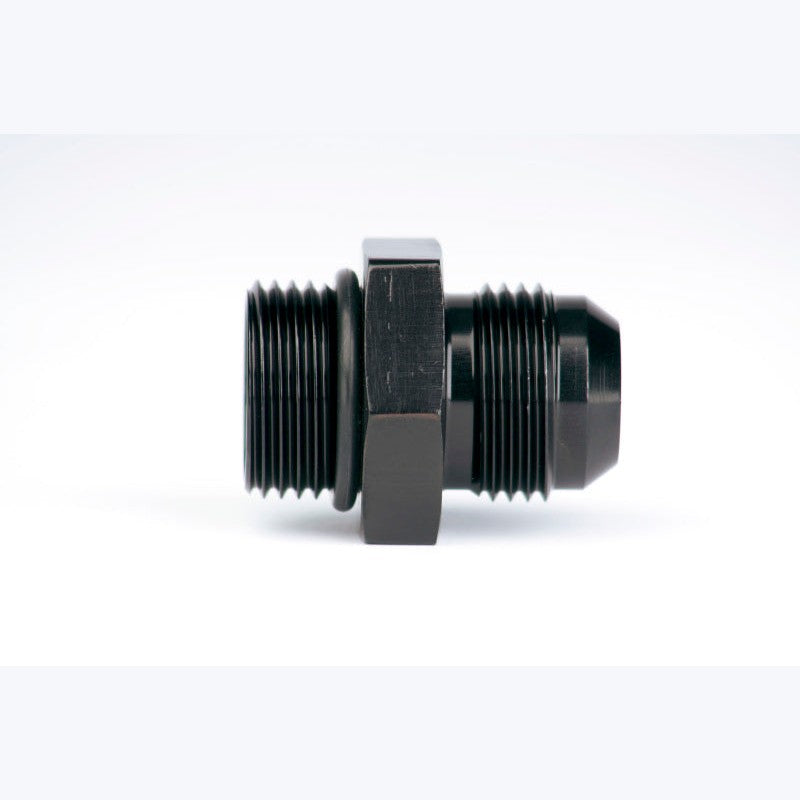 Aeromotive 15612 adapter fitting featuring AN-12 ORB and AN-12 male flare threaded ends.