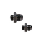 Black anodized 6061-T6 aluminum Aeromotive AN-8 cutoff to AN-10 flare union adapter fitting
