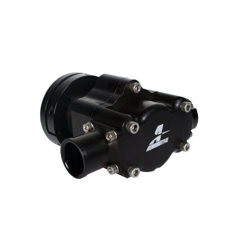 Aeromotive 11117 Atomic 12 GPM mechanical fuel pump with hard-coat anodized finish and 3/8-inch hex driveshaft.