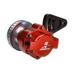 Aeromotive belt drive fuel pump kit including the fuel pump, black Gilmer pulley, and silver mounting bracket.
