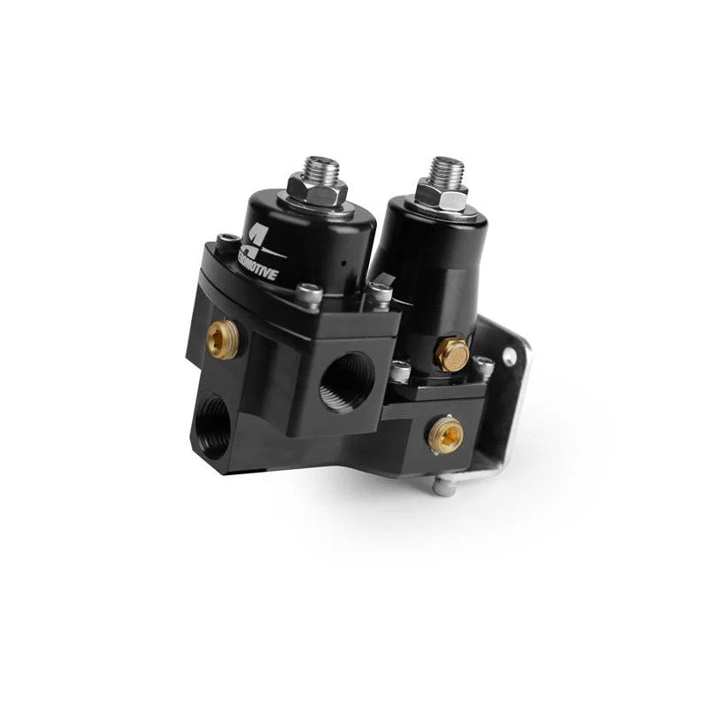 Aeromotive 13220 EFI-2-Carb dual stage fuel pressure regulator with 3/8 inch NPT inlet, outlet, and return ports.
