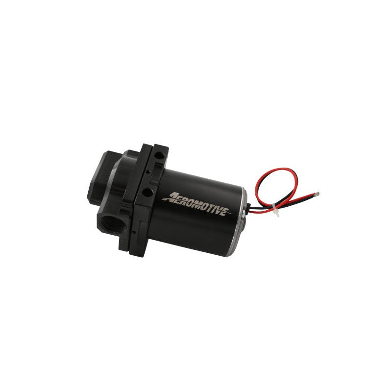 Aeromotive 24302 high flow brushed coolant pump with 3/4 inch NPT ports and universal remote mounting bracket.
