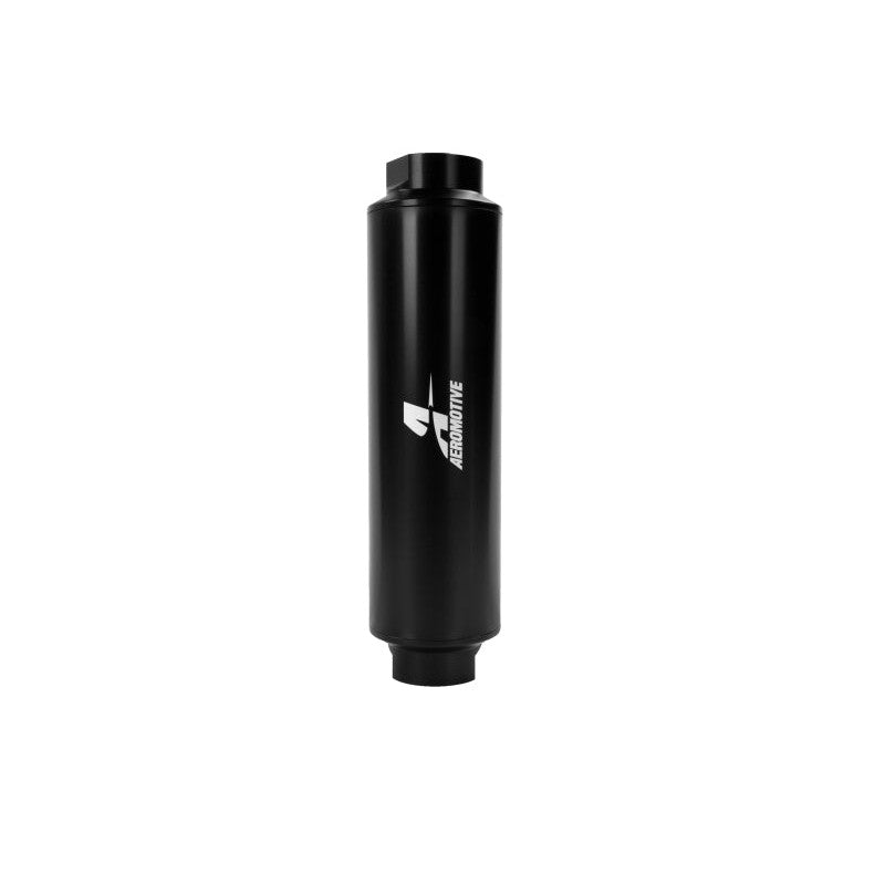 Aeromotive Extreme Flow in-line fuel filter housing with AN-16 ports and 10 micron microglass element.