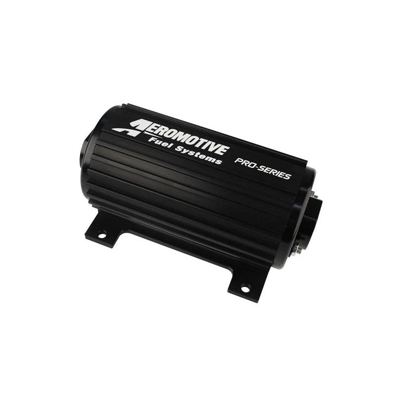 Aeromotive Pro-Series 11102 fuel pump with red and black anodized finish and ORB-12 inlet and outlet ports