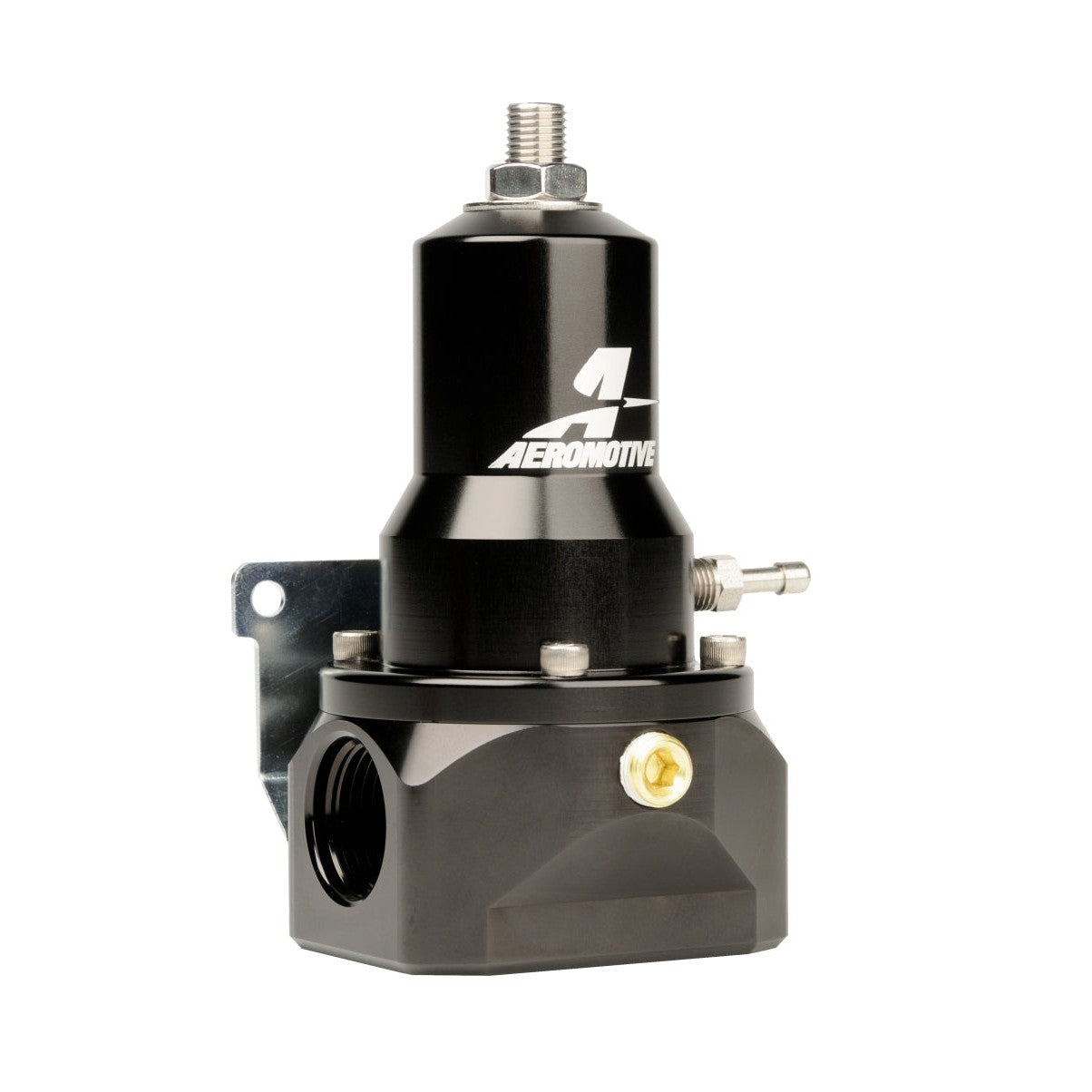 Aeromotive 13134 Extreme Flow EFI fuel pressure regulator with dual AN-10 inlets and high-flow bypass port.