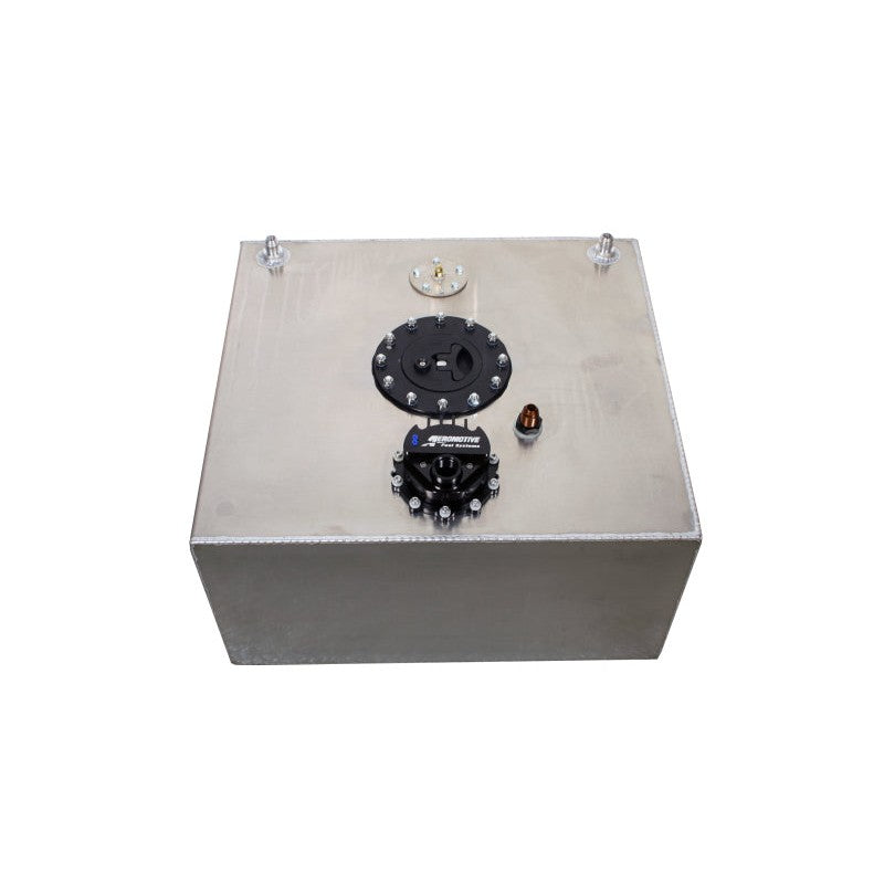 Aeromotive TRV 15 gallon fuel cell featuring an integrated brushless spur 10.0 gear pump and aluminum construction.