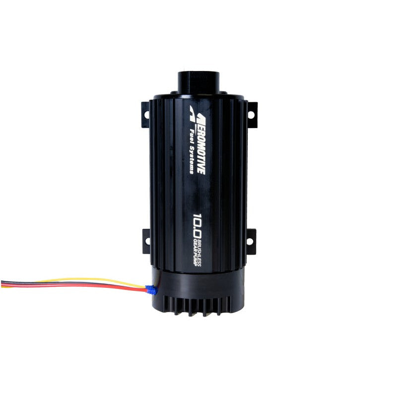 Aeromotive 11198 TVS in-line brushless 10.0 GPM external fuel pump with black finish and integrated controller.