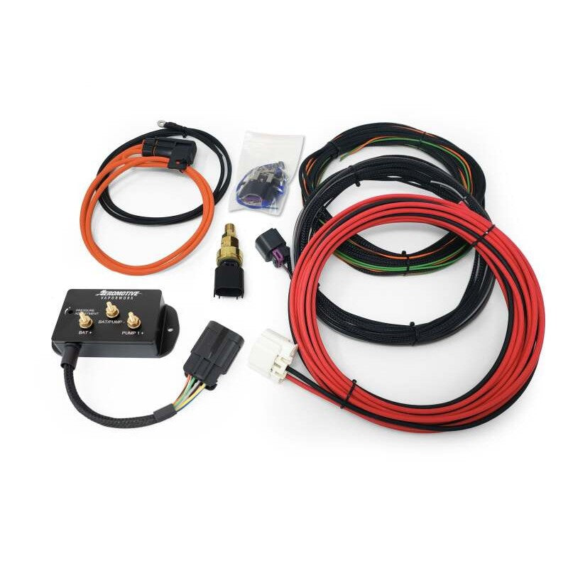 Aeromotive VaporWorx ReturnX PWM fuel pump controller module with wiring harness for single pump supercharged engines.