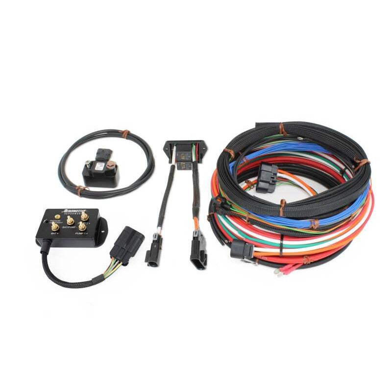 Aeromotive VaporWorx ReturnX PWM controller module with wiring harness for Radium triple and quad pump surge tanks.