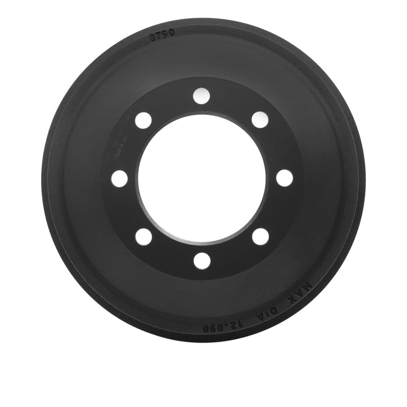 DFC True Balanced rear brake drum with black high-temperature anti-corrosion coating.