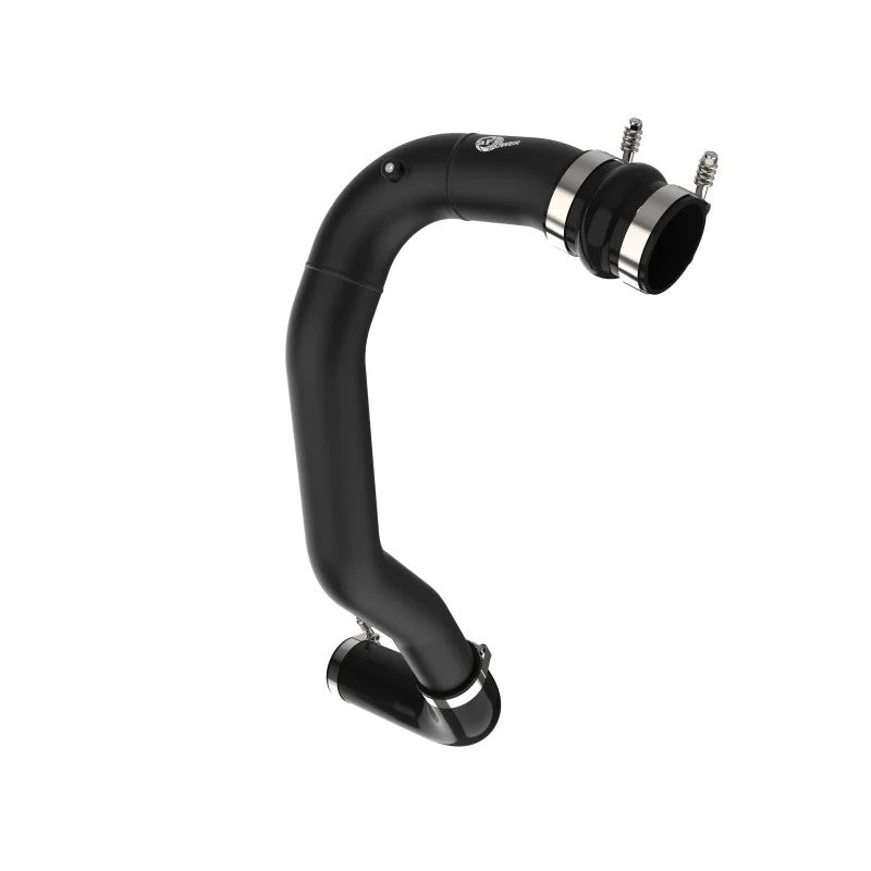 aFe Power BladeRunner wrinkle black 3-inch aluminum hot charge pipe with silicone couplings and T-bolt clamps