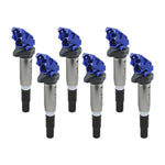 Set of six aFe POWER SCORCHER high-performance ignition coils for BMW inline-6 engines.