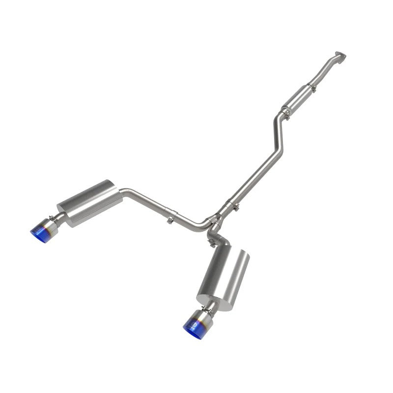 aFe Takeda 304 stainless steel cat-back exhaust system with dual 4.5 inch blue flame tips for 2009-2014 Acura TSX