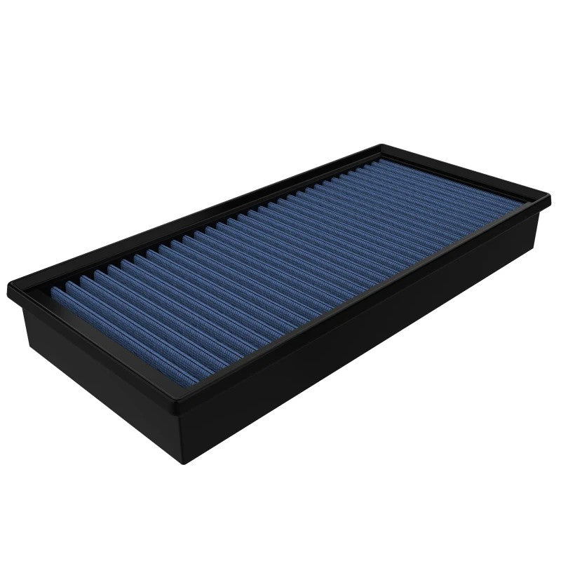 aFe Power Magnum FLOW Pro 5R performance air filter featuring blue oiled media and a black polyurethane frame.