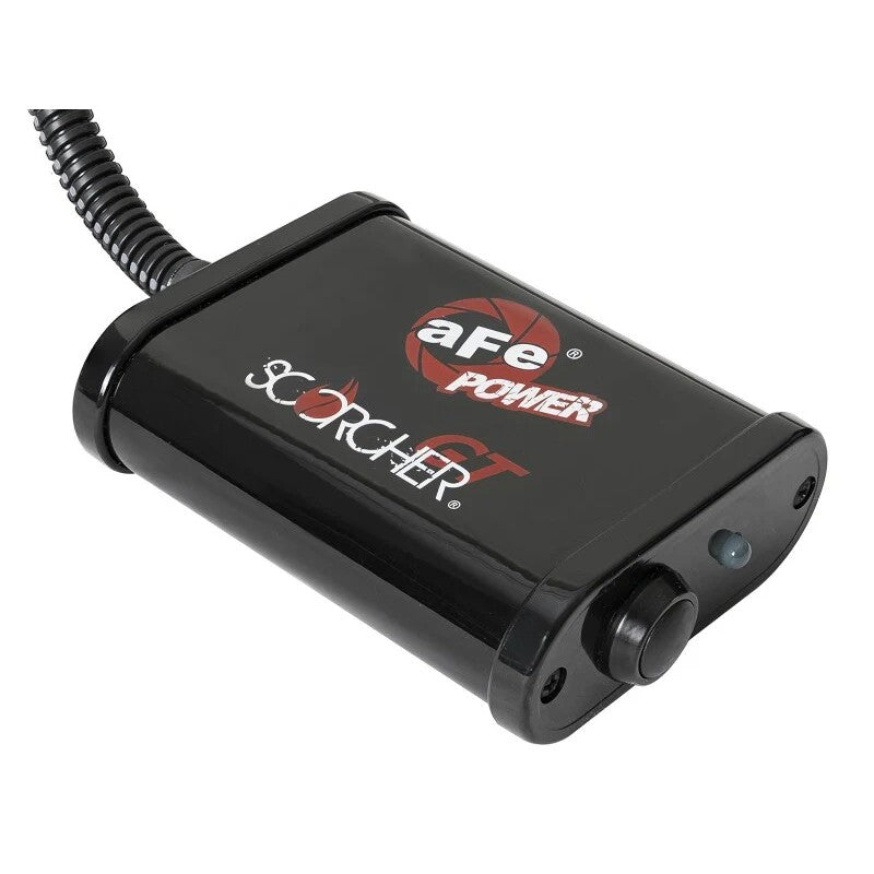 Black powder-coated aFe SCORCHER GT Power Module with wire harness and factory-style connectors for Toyota 4Runner