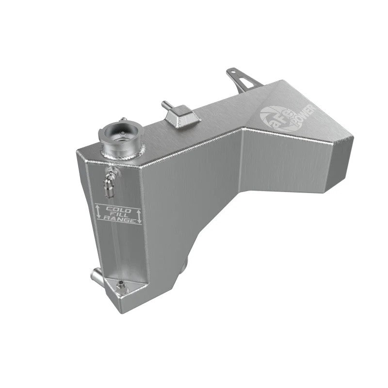 Brushed aluminum TIG-welded aFe BladeRunner GT coolant expansion tank with integrated sight tube for 2011-2023 Mopar vehicles