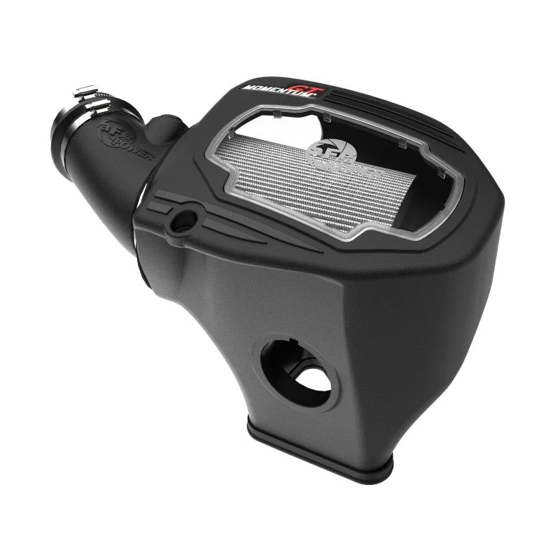 aFe Power Momentum GT cold air intake system with black XLPE housing, clear window, and Pro DRY S air filter.