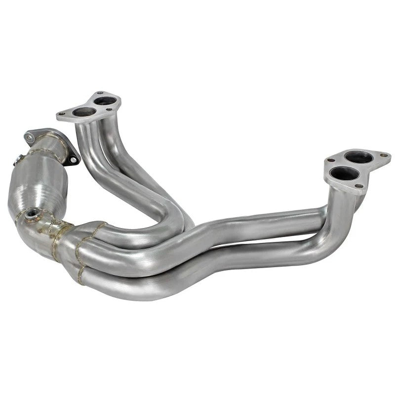 aFe Twisted Steel 304 stainless steel long tube header with high-flow catalytic converter and 1-5/8 inch tubing